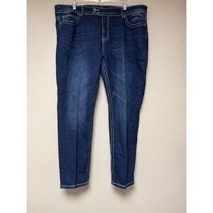 VGS Jeans Women's Size 22 Blue Skinny Denim Jeans Stretchy White Stitching